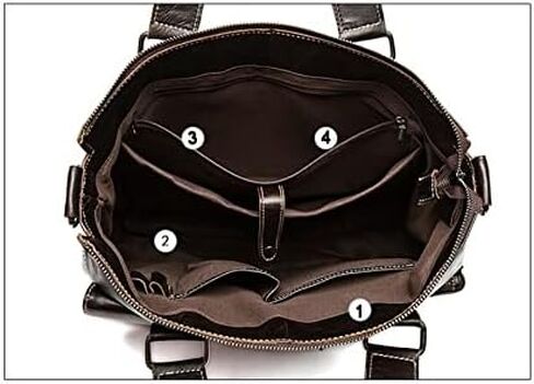 حقيبة جلدية للرجال حقيبة كمبيوتر محمول مقاوم للماء ريترو الأعمال السفر رسول للرجال 14 بوصة، مثالية للاستخدام اليومي/عيد الميلاد (أسود) in Kuwait