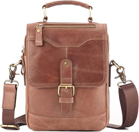 Waterproof Leather Briefcase - Laptop Tote Messenger Bag, Large Capacity Work for Office Business(Brown) in Kuwait