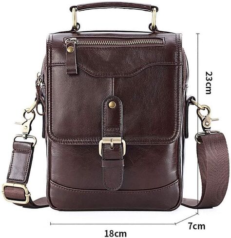 Waterproof Leather Briefcase - Laptop Tote Messenger Bag, Large Capacity Work for Office Business(Brown) in Kuwait