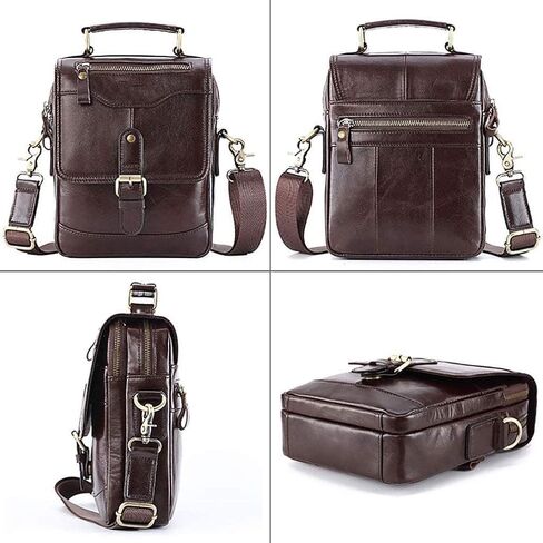 Waterproof Leather Briefcase - Laptop Tote Messenger Bag, Large Capacity Work for Office Business(Brown) in Kuwait