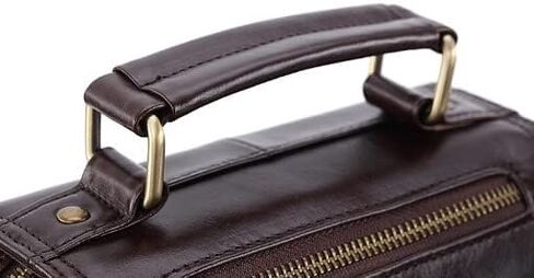 Waterproof Leather Briefcase - Laptop Tote Messenger Bag, Large Capacity Work for Office Business(Brown) in Kuwait