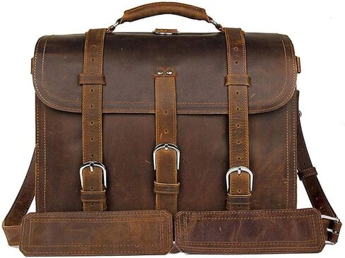 حقائب جلدية أصلية للرجال مقاس 15.6 بوصة حقيبة كمبيوتر محمول حقائب مكتبية للرجال مستندات كتف للأعمال in Kuwait