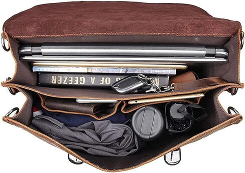 حقائب جلدية أصلية للرجال مقاس 15.6 بوصة حقيبة كمبيوتر محمول حقائب مكتبية للرجال مستندات كتف للأعمال in Kuwait