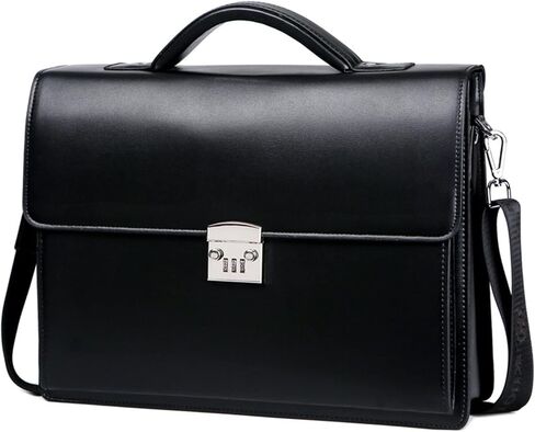 حقائب يد رجالية من جلد البولي يوريثان حقيبة كتف للأعمال للرجال حقائب كمبيوتر محمول (بني) in Kuwait