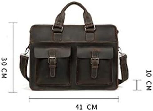 Leather Messenger Bag for Men,Vintage Laptop Briefcase Satchel, Large Water Resistant School Work (Size:41x30x10cm)(Brown) in Kuwait
