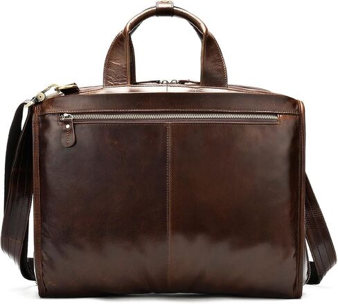 Genuine Leather Briefcase for Man Fit 14 Inch Laptop Rucksack 3 Use Business Handbag Male Big Travel Bag in Kuwait