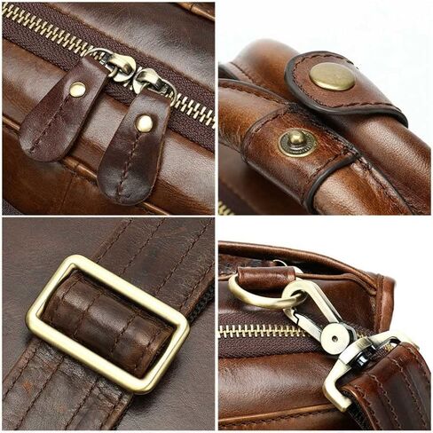 Genuine Leather Briefcase for Man Fit 14 Inch Laptop Rucksack 3 Use Business Handbag Male Big Travel Bag in Kuwait