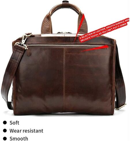 Genuine Leather Briefcase for Man Fit 14 Inch Laptop Rucksack 3 Use Business Handbag Male Big Travel Bag in Kuwait