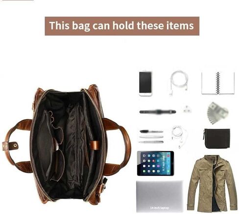 Genuine Leather Briefcase for Man Fit 14 Inch Laptop Rucksack 3 Use Business Handbag Male Big Travel Bag in Kuwait