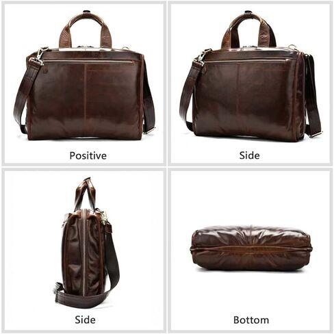 Genuine Leather Briefcase for Man Fit 14 Inch Laptop Rucksack 3 Use Business Handbag Male Big Travel Bag in Kuwait
