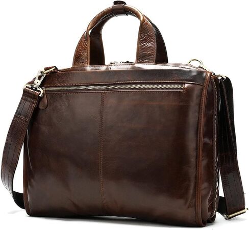 Genuine Leather Briefcase for Man Fit 14 Inch Laptop Rucksack 3 Use Business Handbag Male Big Travel Bag in Kuwait
