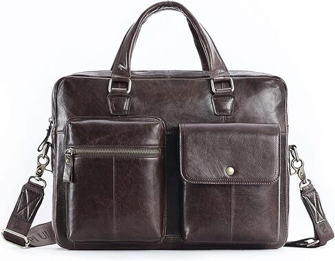 حقيبة رجالية حقيبة جلدية أصلية موضة سعة كبيرة رجال الأعمال حقائب كتف حقيبة كمبيوتر محمول (أ) in Kuwait