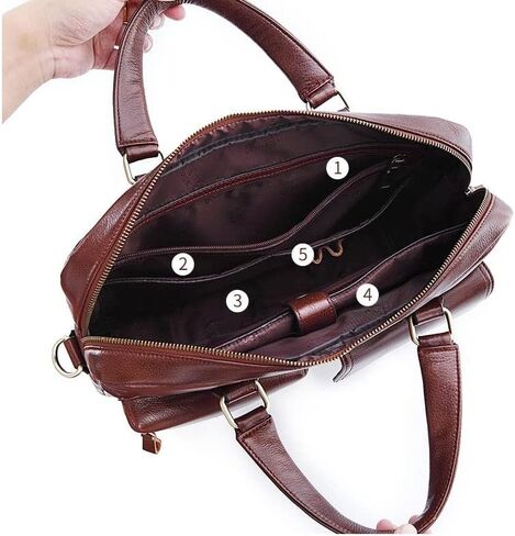 حقيبة رجالية حقيبة جلدية أصلية موضة سعة كبيرة رجال الأعمال حقائب كتف حقيبة كمبيوتر محمول (أ) in Kuwait