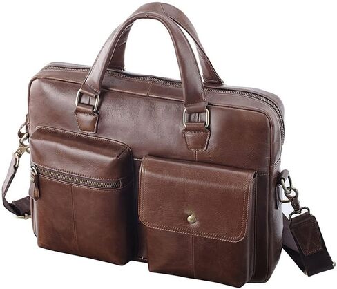 حقيبة رجالية حقيبة جلدية أصلية موضة سعة كبيرة رجال الأعمال حقائب كتف حقيبة كمبيوتر محمول (أ) in Kuwait