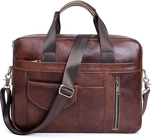 حقائب جلدية للرجال، حقيبة كمبيوتر محمول ناعمة رفيعة ولكن واسعة، تناسب أجهزة الكمبيوتر المحمولة مقاس 15.6 بوصة (الحجم: 40 * 30 8 سم) in Kuwait