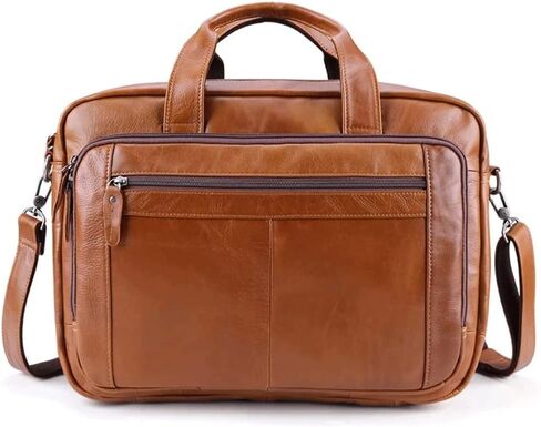 Men's Briefcases Leather Laptop Bag Large Capacity Business Messenger Bags Office Shoulder Handbag in Kuwait