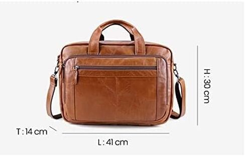 Men's Briefcases Leather Laptop Bag Large Capacity Business Messenger Bags Office Shoulder Handbag in Kuwait