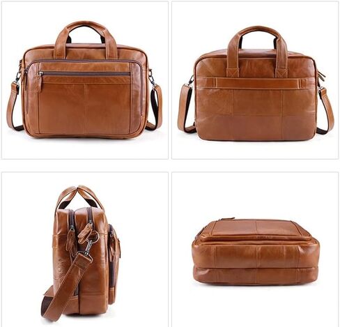 Men's Briefcases Leather Laptop Bag Large Capacity Business Messenger Bags Office Shoulder Handbag in Kuwait