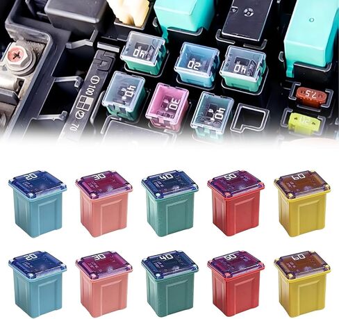 10Pcs Jcase Fuse Kit Mini Jcase Fuse Assortment Tall Profile, Tall/Standard Profile Jcase Box Shaped Fuses Assortment Kit (20A/30A/40A/50A/60A, 2pcs Each) for Pickup Trucks Cars and SUVS in Saudi Arabia