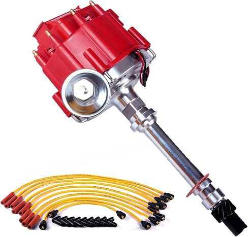 موزع MOSTPLUS مع مجموعة إشعال أسلاك توصيل الإشعال متوافقة مع Chevy SBC 350 BBC 454 HEI 850002 D1002 in Saudi Arabia