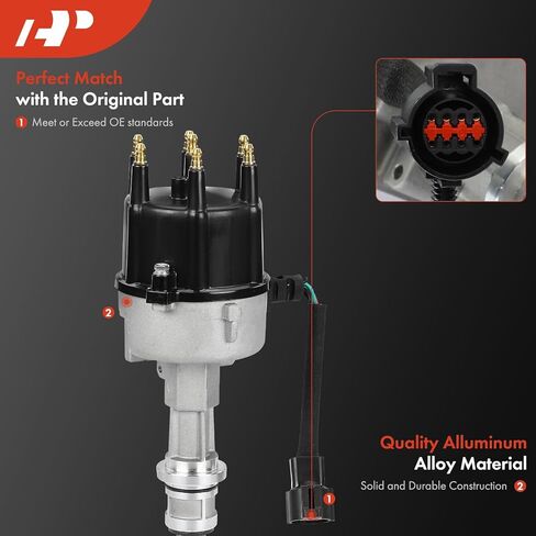 A-Premium Ignition Distributor with Cap and Rotor Compatible with Ford Taurus 1988-1995, Thunderbird 1988-1997 & Lincoln Continental 1988-1994 & Mercury Cougar 1988-1997, Sable 1988-1995, 3.8L in Saudi Arabia