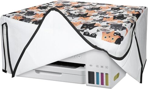 kwmobile Linen Printer Cover Compatible with Epson EcoTank ET-2850 / EcoTank ET-2856 Case - Watercolor Flowers Dusty Pink/Violet/Yellow in Saudi Arabia