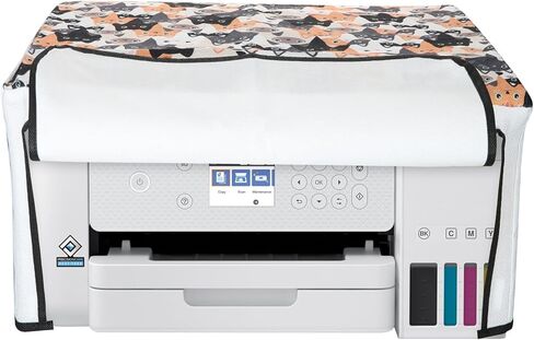 kwmobile Linen Printer Cover Compatible with Epson EcoTank ET-2850 / EcoTank ET-2856 Case - Watercolor Flowers Dusty Pink/Violet/Yellow in Saudi Arabia