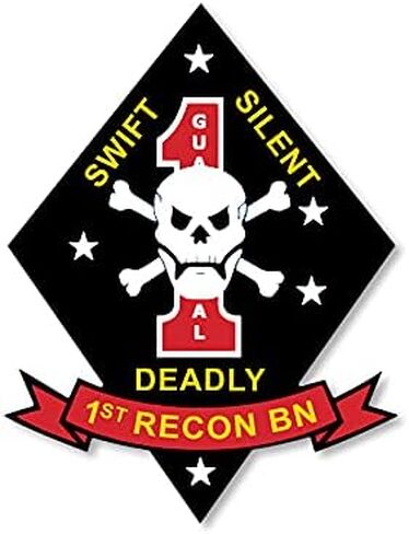 ملصق Marines First Recon BN Swift Silent Deadly Black RED (شعار USMC من الفينيل)، مرخص رسميًا من قبل مشاة البحرية الأمريكية (3 × 4 بوصة) in Kuwait