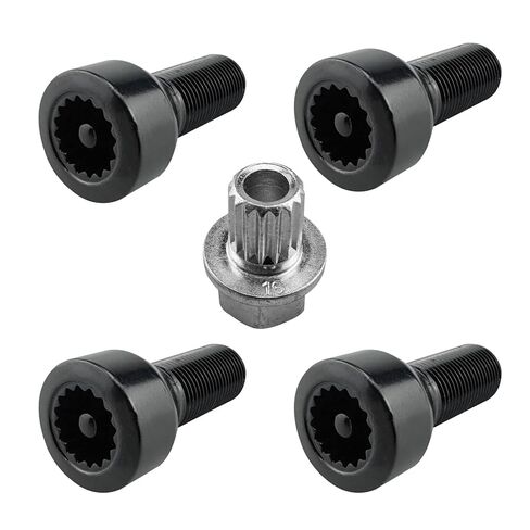 5Pcs 36136786191 M14x1.25mm Wheel Lock Set Lug Nuts Bolt Fit for BMW Mini I3 I8 M2 M4 F80 X2 X4 X6 Anti-Theft Wheel Locks with Key Black Lug Nut Kit Replacement in Kuwait