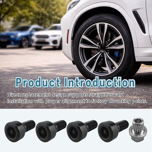 5Pcs 36136786191 M14x1.25mm Wheel Lock Set Lug Nuts Bolt Fit for BMW Mini I3 I8 M2 M4 F80 X2 X4 X6 Anti-Theft Wheel Locks with Key Black Lug Nut Kit Replacement in Kuwait
