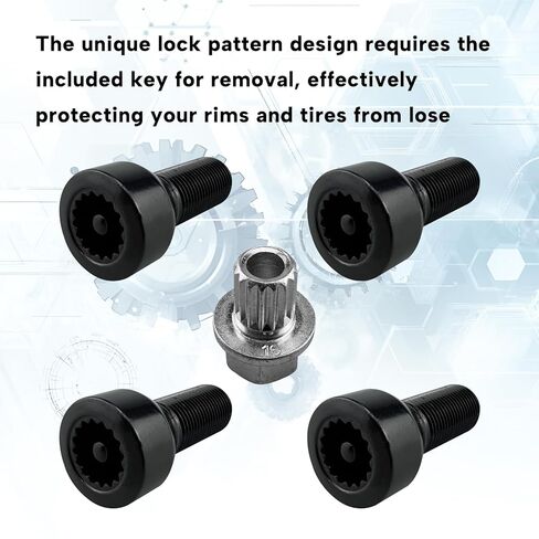 5Pcs 36136786191 M14x1.25mm Wheel Lock Set Lug Nuts Bolt Fit for BMW Mini I3 I8 M2 M4 F80 X2 X4 X6 Anti-Theft Wheel Locks with Key Black Lug Nut Kit Replacement in Kuwait