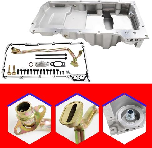 SMMS 302-3 GM LS LSX LS1 LS2 Swap Retrofit Oil Pan for Camaro Firebird Mustang G-Body A-Body, 6.2L 6.0L 5.3L 4.8L Retro-Fit Oil Pan Kit, Silver in Saudi Arabia
