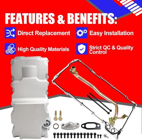 SMMS 302-3 GM LS LSX LS1 LS2 Swap Retrofit Oil Pan for Camaro Firebird Mustang G-Body A-Body, 6.2L 6.0L 5.3L 4.8L Retro-Fit Oil Pan Kit, Silver in Saudi Arabia