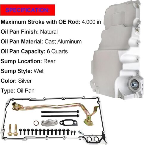 SMMS 302-3 GM LS LSX LS1 LS2 Swap Retrofit Oil Pan for Camaro Firebird Mustang G-Body A-Body, 6.2L 6.0L 5.3L 4.8L Retro-Fit Oil Pan Kit, Silver in Saudi Arabia