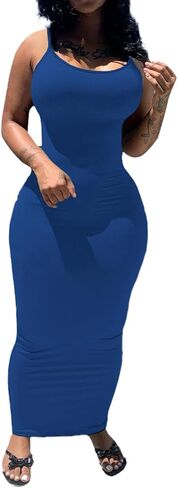 PINSV Women's Bodycon Long Slip Dress Spaghetti Strap Summer Maxi Dress Modern Casual Sundress in Saudi Arabia