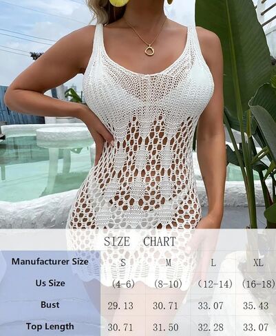 Women’s Crochet Hollow Beach Cover Up Mini Dress with Scalloped Hem and Side Slit, Knit Swimwear Layering Dress in Saudi Arabia