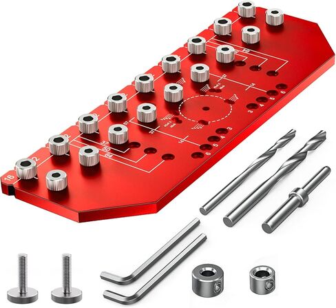 2-in-1 Shelf Pin jig and Hinge Jig, 1/4" And 5mm Metal Drilling Jig, Aluminum Cabinet Hole Pag Jig Template with Clamping Function, Straight Holes Hardware Jig in Kuwait