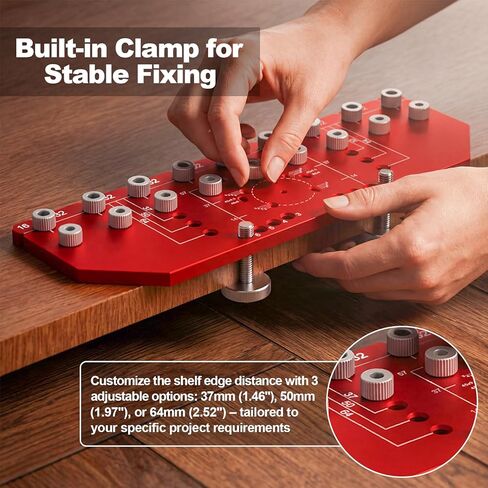 2-in-1 Shelf Pin jig and Hinge Jig, 1/4" And 5mm Metal Drilling Jig, Aluminum Cabinet Hole Pag Jig Template with Clamping Function, Straight Holes Hardware Jig in Kuwait