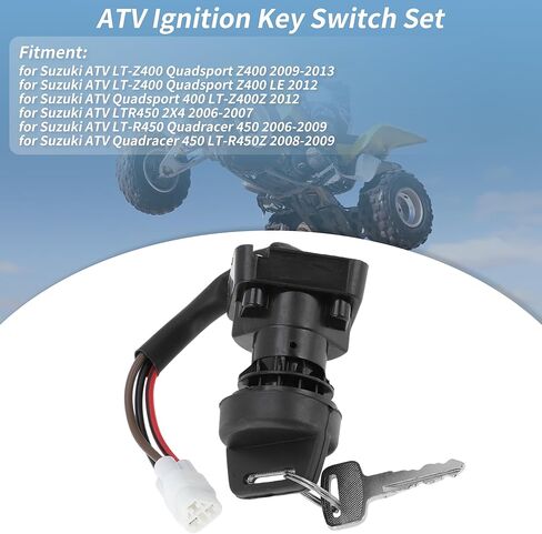 Ignition Key Switch for Suzuki LTR450 2006-2009 for Suzuki LT-Z400 LTZ400 2009-2013 3 Pins ATV Ignition Switch Key Set with Cap Replace No.3711045G00/SW132AA1004 in Saudi Arabia