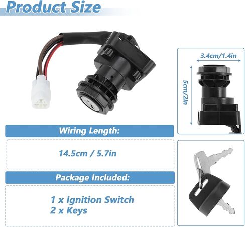 Ignition Key Switch for Suzuki LTR450 2006-2009 for Suzuki LT-Z400 LTZ400 2009-2013 3 Pins ATV Ignition Switch Key Set with Cap Replace No.3711045G00/SW132AA1004 in Saudi Arabia
