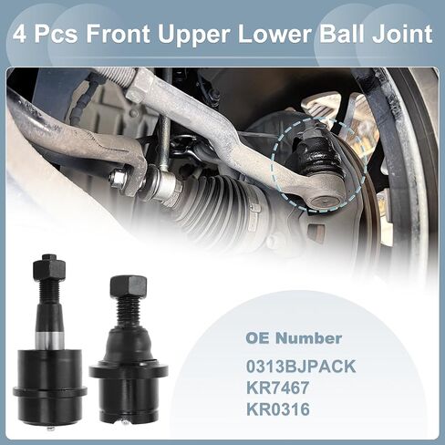 4 قطعة مجموعة مفاصل كروية أمامية علوية وسفلية رقم 0313BJPACK لدودج لرام 2500 3500 4x4 5.9L/6.7L 2003-2013 لتعليق وصلات كروية علوية سفلية الكمون KR7467/KR0316 in Saudi Arabia