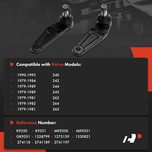 A-Premium 2 × وصلات كروية سفلية أمامية، متوافقة مع فولفو 240 1990-1993، 242 1979-1984، 244 1979-1989، 245 1979-1989، 262 1979-1981، 264 1979-1982، 265 1979-1981 in Saudi Arabia