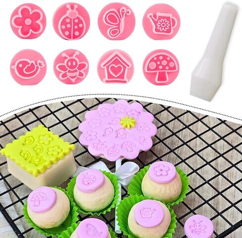 Enchanted Garden Stamps for Cookies, Pastries, Clay, and Ceramics – Flower, Ladybug, Bee, & More, Also Used as Cookie and Brazilian Brigadeiro, 9-Piece Stamp Set. in Kuwait