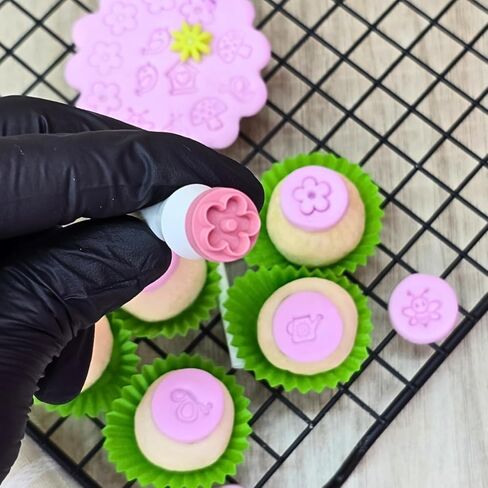 Enchanted Garden Stamps for Cookies, Pastries, Clay, and Ceramics – Flower, Ladybug, Bee, & More, Also Used as Cookie and Brazilian Brigadeiro, 9-Piece Stamp Set. in Kuwait