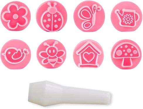 Enchanted Garden Stamps for Cookies, Pastries, Clay, and Ceramics – Flower, Ladybug, Bee, & More, Also Used as Cookie and Brazilian Brigadeiro, 9-Piece Stamp Set. in Kuwait