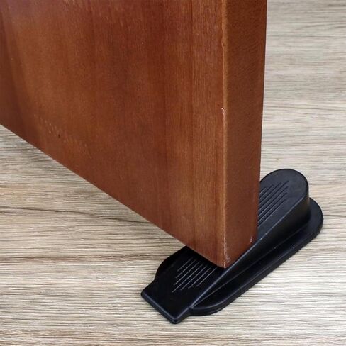 2 Pack Door Stoppers - Premium Rubber Wedge for Bottom of Door, Sturdy Stackable Floor Stops for Heavy Duty Carpets, Ideal for Closing Door Gaps, Black in Saudi Arabia