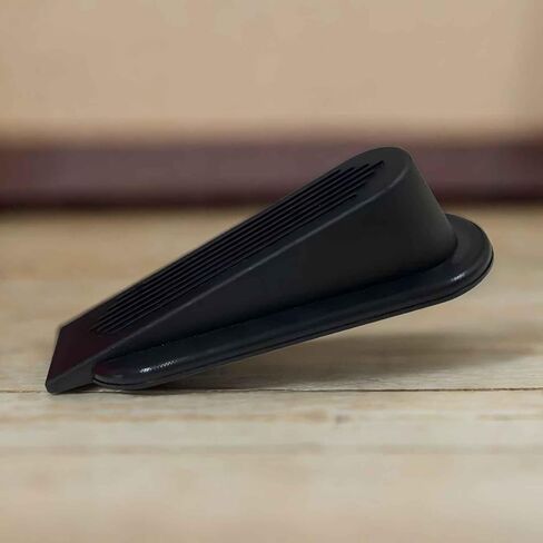 2 Pack Door Stoppers - Premium Rubber Wedge for Bottom of Door, Sturdy Stackable Floor Stops for Heavy Duty Carpets, Ideal for Closing Door Gaps, Black in Saudi Arabia