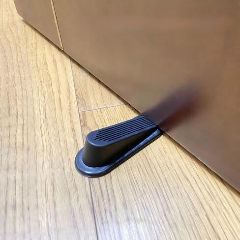 2 Pack Door Stoppers - Premium Rubber Wedge for Bottom of Door, Sturdy Stackable Floor Stops for Heavy Duty Carpets, Ideal for Closing Door Gaps, Black in Saudi Arabia