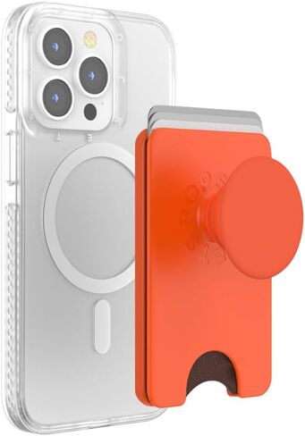 PopSockets Phone Wallet with Expanding Grip, Phone Card Holder, Wireless Charging Compatible, Wallet Compatible with MagSafe, Into The Woods - Persimmon in Saudi Arabia