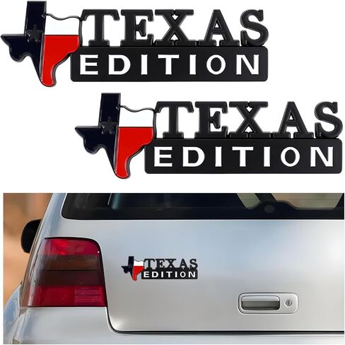 Hovom 2PCS Texas Edition شعار للسيارات، شارات معدنية ثلاثية الأبعاد لشارة تكساس للسيارات، ملصق نجمة وحيدة ذاتية اللصق لمصد صندوق السيارة، ملحقات السيارة للديكور الخارجي العالمي (فضي) in Kuwait